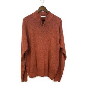 Peter Millar Mens Rust Orange 1/4 Zip Pullover Sweater Size L Cashmere Wool Knit